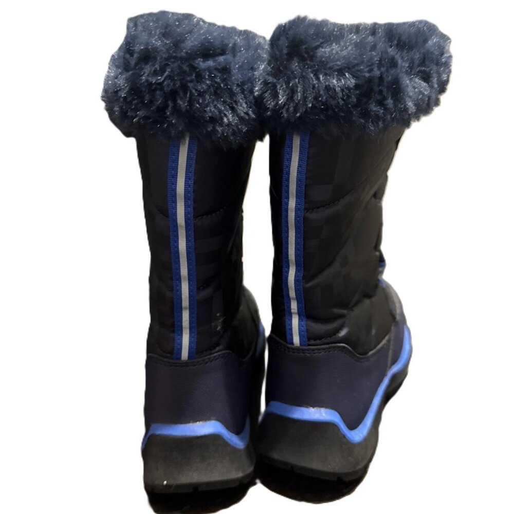 Lands End Big Kids Size 3 Snowflake Waterproof Insulated Winter Snow Boots Blue - Picture 2 of 5